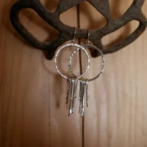 Dangling Silver Hoop Earrings